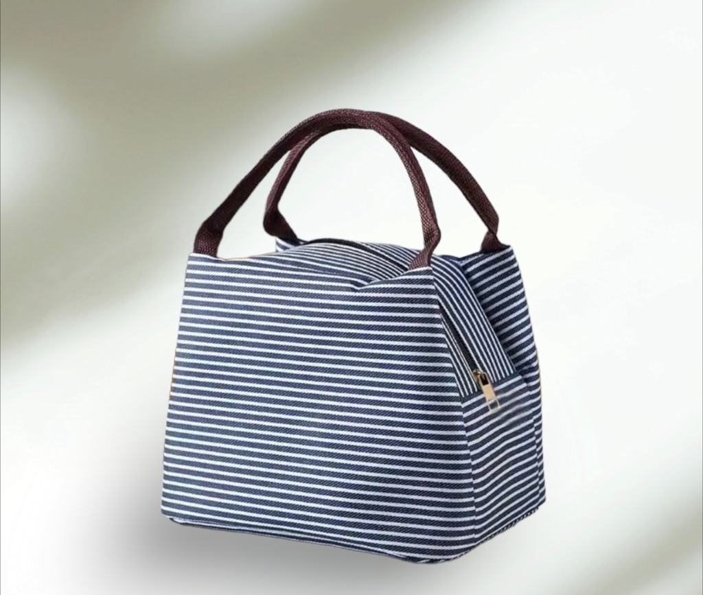 Small Striped Lunch Bag with Reusable Juice Pouches – Colorful, Eco‑Friendly Lunch Set