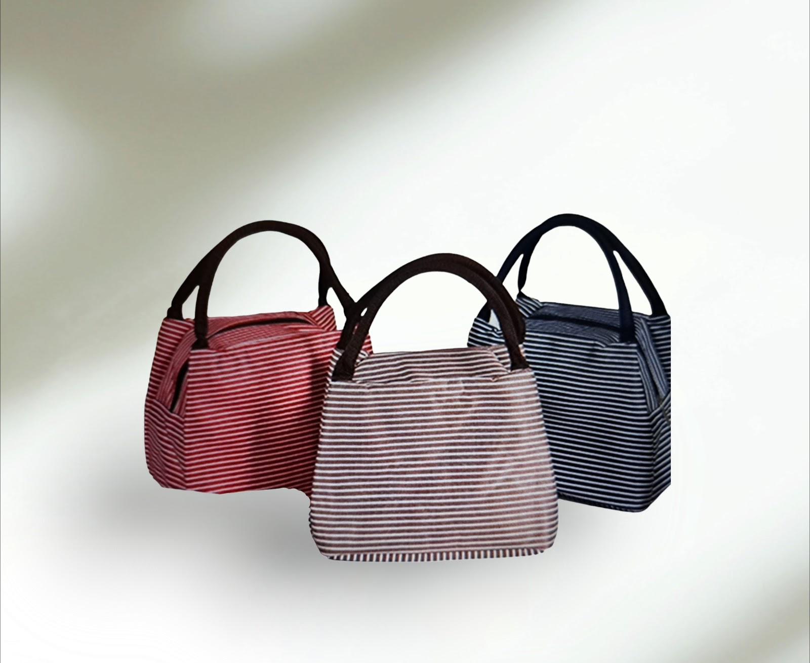 Small Striped Lunch Bag with Reusable Juice Pouches – Colorful, Eco‑Friendly Lunch Set